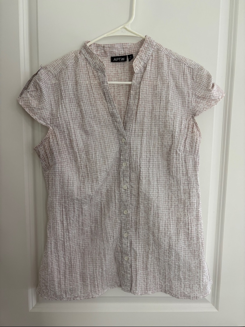 Apt. 9 Light Pink and White Short-Sleeve Button Down Shirt
